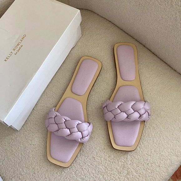 JustFab Shoes - NIB JustFab Lilac Purple Persephone Braided Strap Flat Sandal